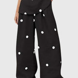 מכנסי גזרה רחבה של Eden עם נקודות פולקה