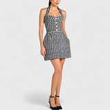 שמלת מיני משובצת של רוני