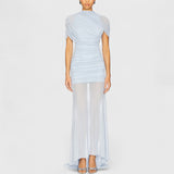 שמלת מקסי שקופה עם קפלים של Noa