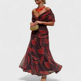 שמלת מקסי עם הדפס עלי שירה