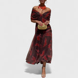 שמלת מקסי עם הדפס עלי שירה