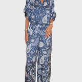 מכנסי ירך רחבים עם הדפס אוקיינוס של יארה