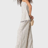 מכנסי גזרה רחבה עם פסים מנוגדים של רבקה