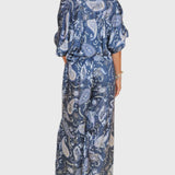 מכנסי ירך רחבים עם הדפס אוקיינוס של יארה