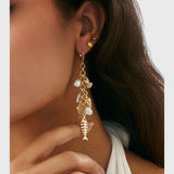 עגילי תליון דג שירה