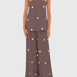 מכנסי גזרה רחבה של Eden עם נקודות פולקה