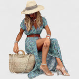 שמלת מקסי פרחונית עם שסע של טליה