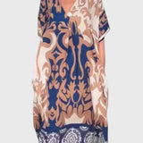 שמלת מידי עם צווארון וי והדפסה רחבה של טליה