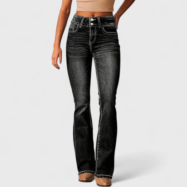 ג'ינס מתרחב בגזרה גבוהה של יעל