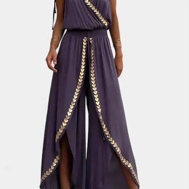 שמלת מפוצלת זהובה 