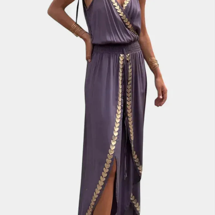 שמלת מפוצלת זהובה 