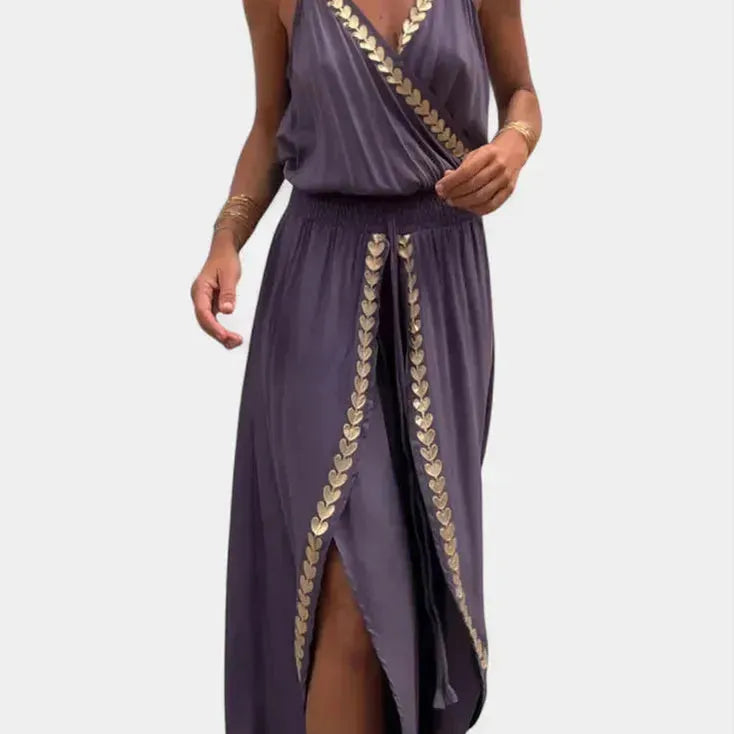 שמלת מפוצלת זהובה 