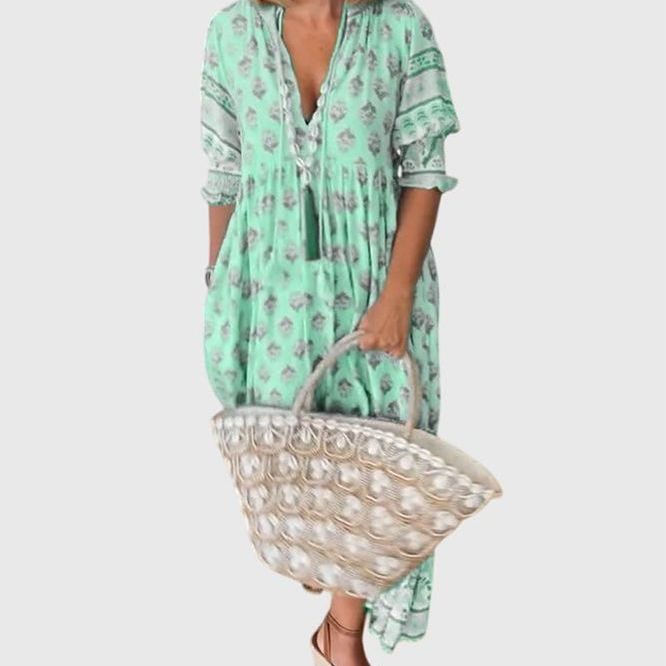 שמלת פרחונית עם צווארון וי של Liron