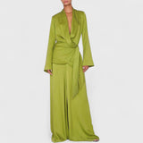 מכנסי סאטן רחבים של יעל