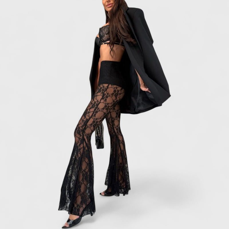 מכנסי ליאת פרחוניים נמתחים