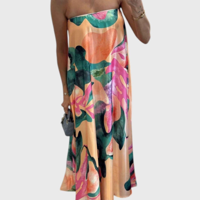 שמלת מקסי פרחונית של שירה מבד סאטן