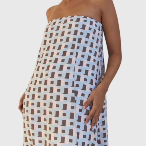 שמלת מקסי גיאומטרית עם כתפיים פתוחות של יארה