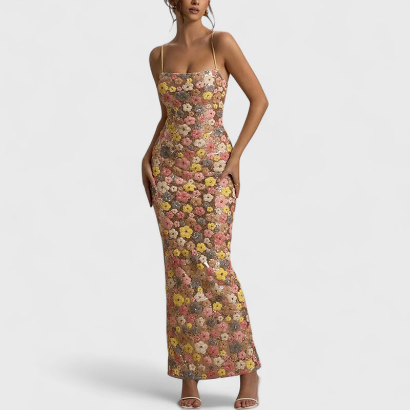 שמלת מקסי פרחונית עם נצנצים של Noa