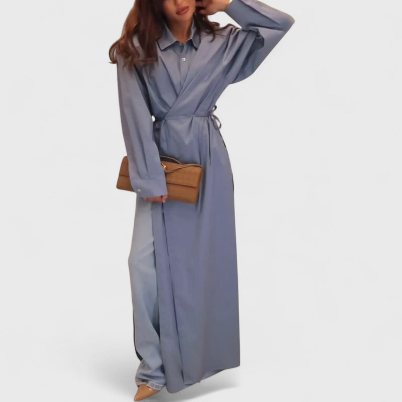 שמלת מקסי עם שסע של לני מכותנה