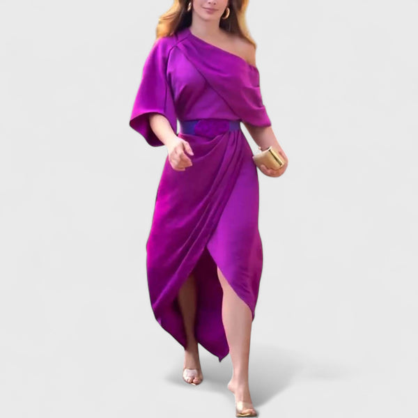 Aviva Satin Ruched Maxi Dress