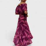 שמלת מקסי עם הדפס עלי שירה