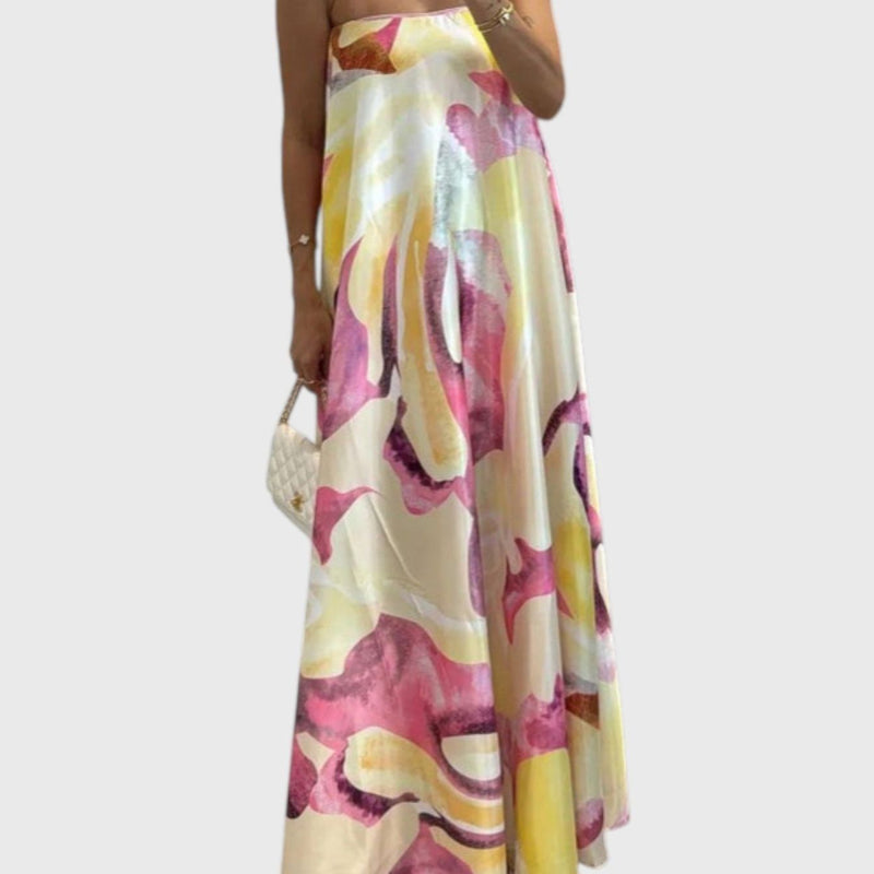 שמלת מקסי פרחונית של שירה מבד סאטן