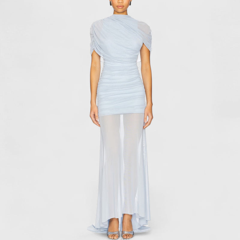 שמלת מקסי שקופה עם קפלים של Noa