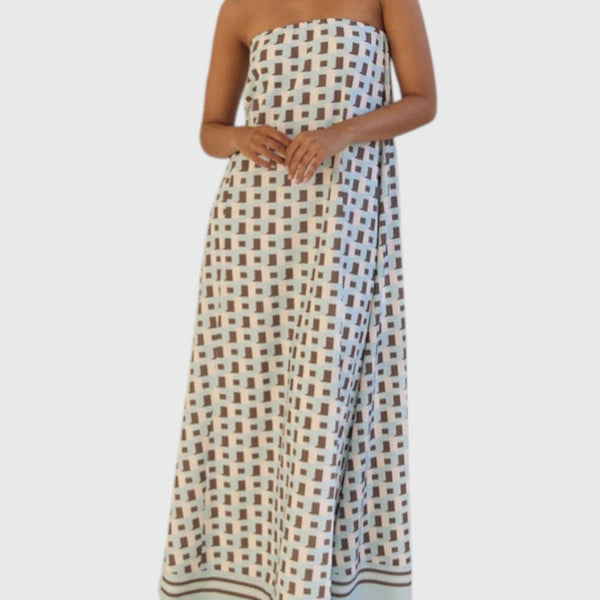 שמלת מקסי גיאומטרית עם כתפיים פתוחות של יארה