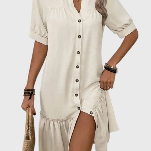 שמלת מידי עם קפלים וכפתורים של טליה