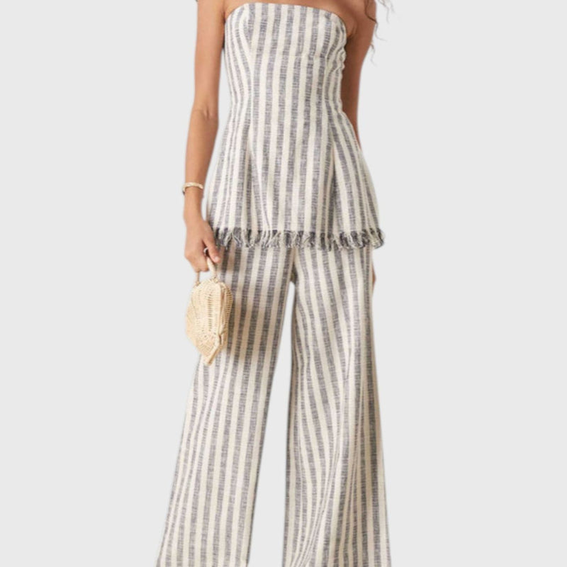 מכנסי גזרה רחבה עם פסים מנוגדים של רבקה