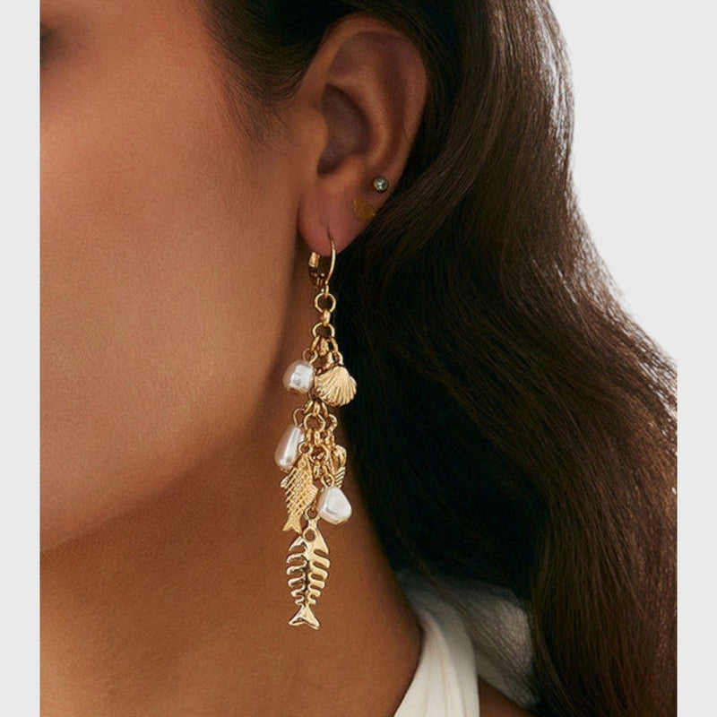 עגילי תליון דג שירה