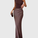 שמלת מקסי עם כתף אחת של גל