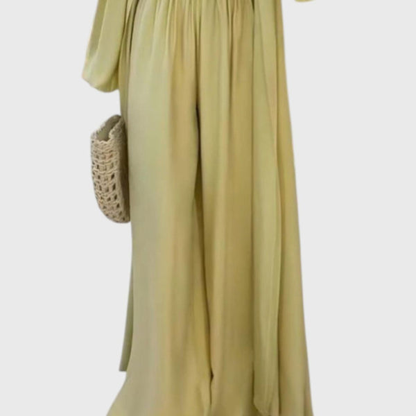 מכנסי קפלים ארוכים עם שרוולים ארוכים של רבקה