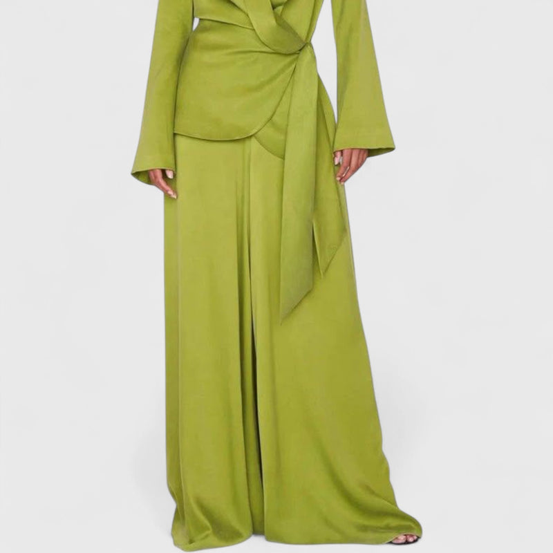 מכנסי סאטן רחבים של יעל