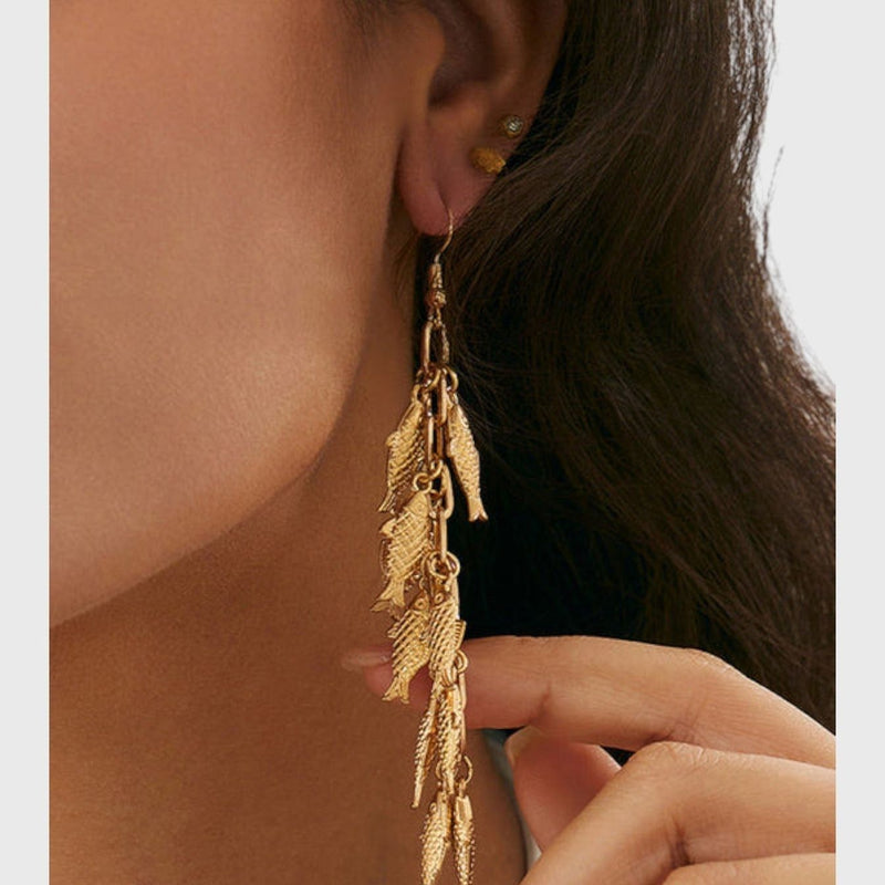 עגילי תליון דג שירה