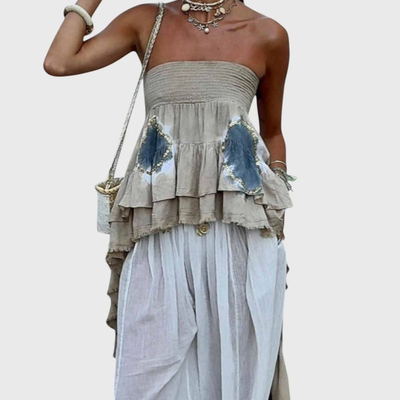 טופ שכבות ללא כתפיות של סופיה