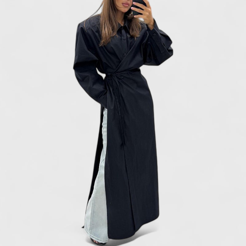 שמלת מקסי עם שסע של לני מכותנה