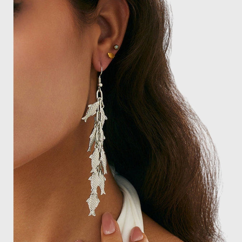 עגילי תליון דג שירה