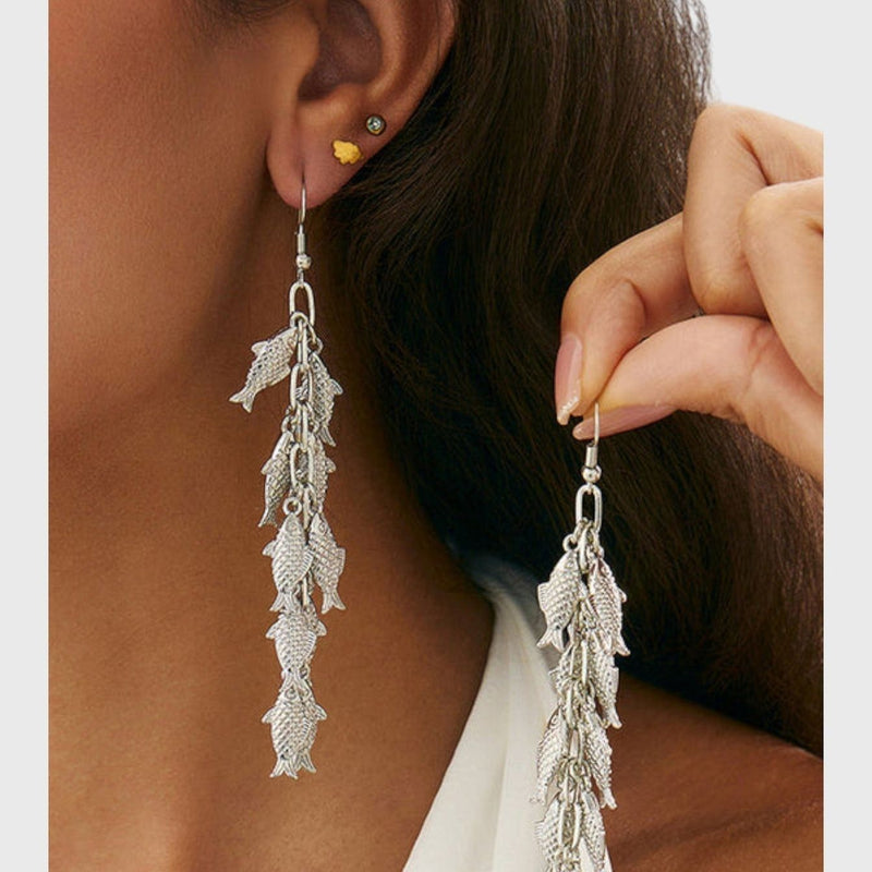 עגילי תליון דג שירה