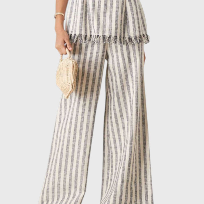 מכנסי גזרה רחבה עם פסים מנוגדים של רבקה