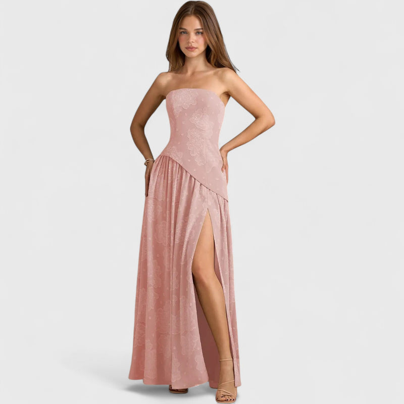 שמלת מקסי ללא כתפיות של רינה