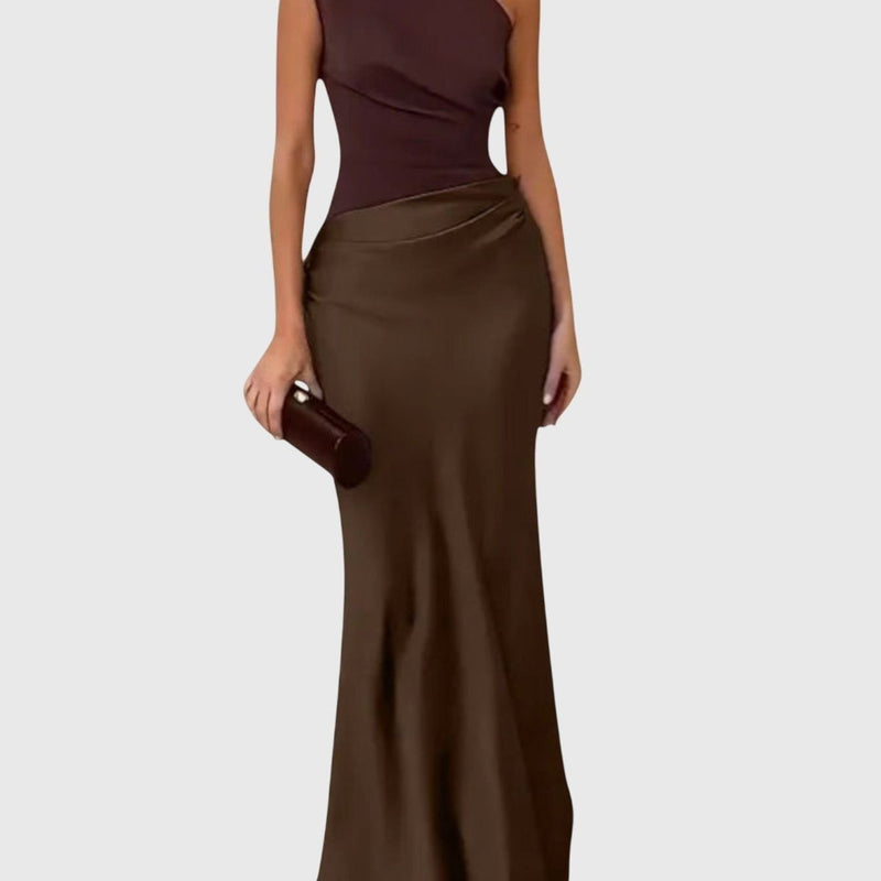 שמלת מקסי עם כתף אחת של גל