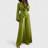 מכנסי סאטן רחבים של יעל