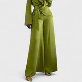 מכנסי סאטן רחבים של יעל