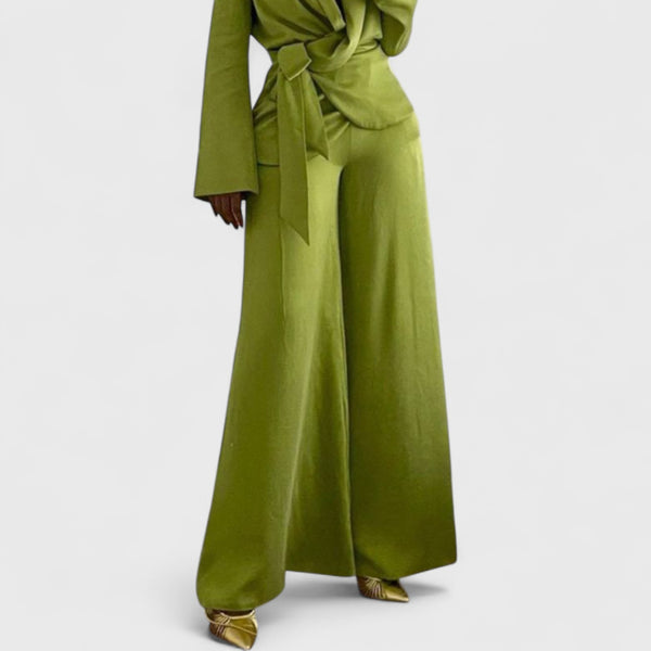 מכנסי סאטן רחבים של יעל