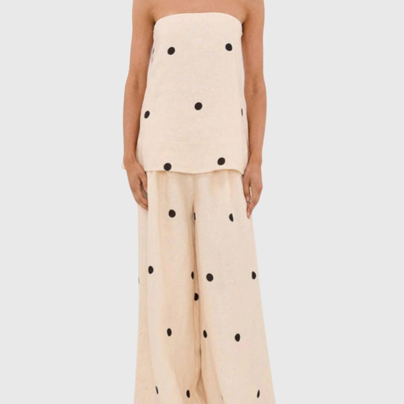 מכנסי גזרה רחבה של Eden עם נקודות פולקה