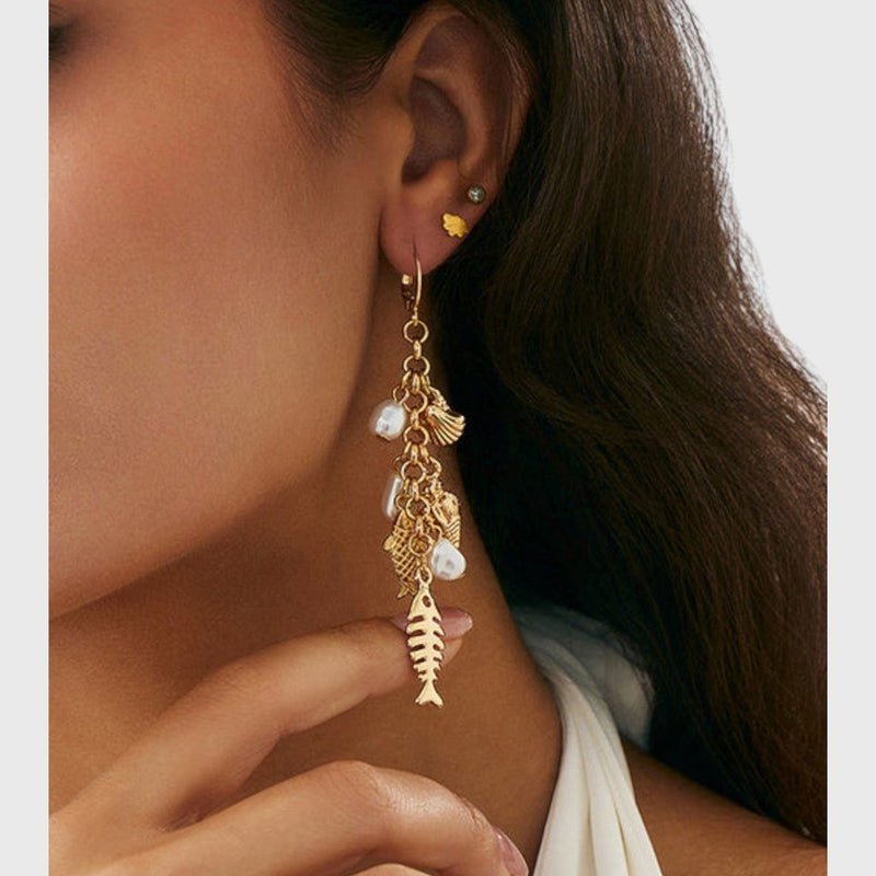 עגילי תליון דג שירה