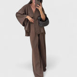 סט שני חלקים עם צווארון וי של ליאור