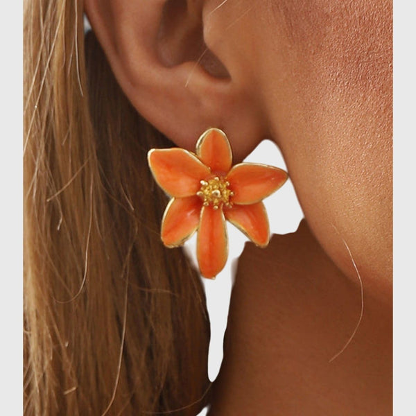 עגילי פרח אמייל גל