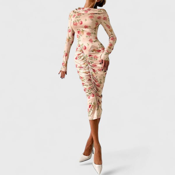 שמלת מידי פרחונית עם קפלים של יעל